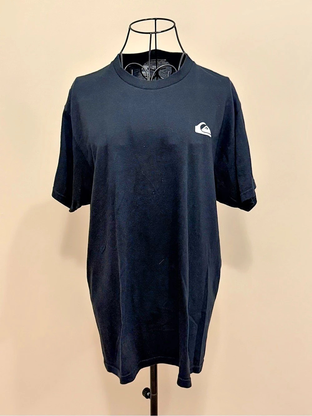 Quiksilver Men's Black Logo Crew Neck Y2K Style Short Sleeve T-Shirt Size L